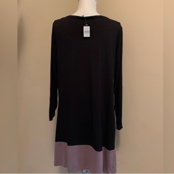 Black and Mocha Color Block Tunic Blouse Top - Picture 5 of 11